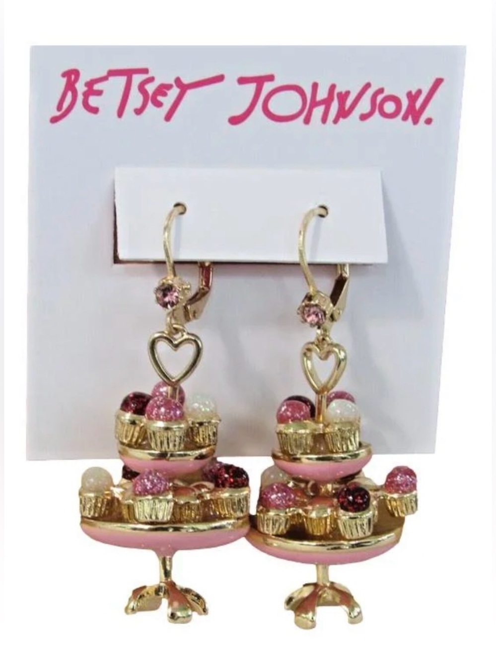 Betsey Johnson Women's Babycakes Cupcake Tower Drop Earrings Pink